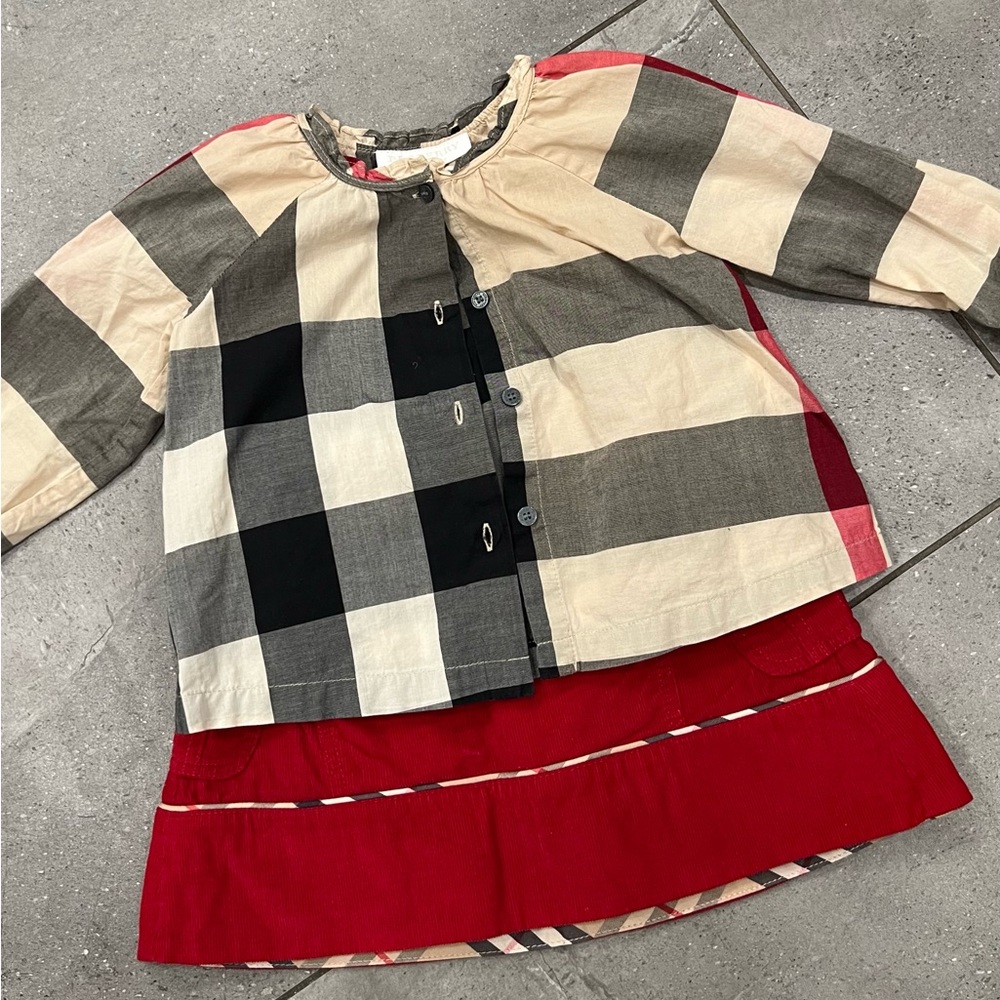 Burberry kids skirt and button down blouse